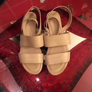 Tan leather platform sandals