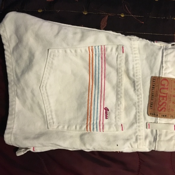 White and pink Guess jean shorts