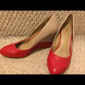 SoleSociety two tone (red+tan) wedges.
