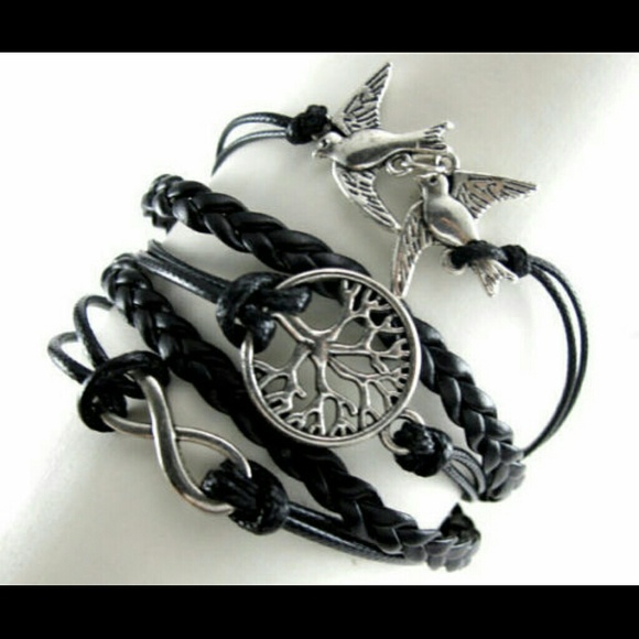 Beautiful steampunk leather charm bracelet new - Picture 3 of 3