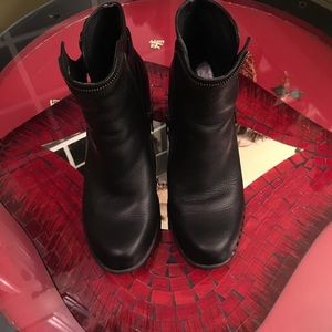 Black leather ankle boots