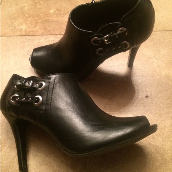 Black peep toe booties