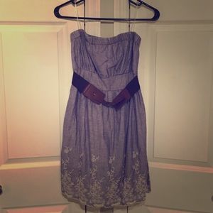 Chambray strapless dress