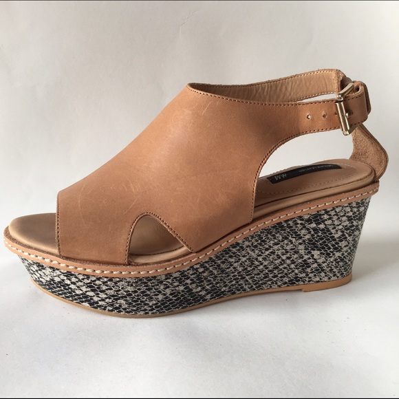 H&M Leather sandals with snakeskin detail