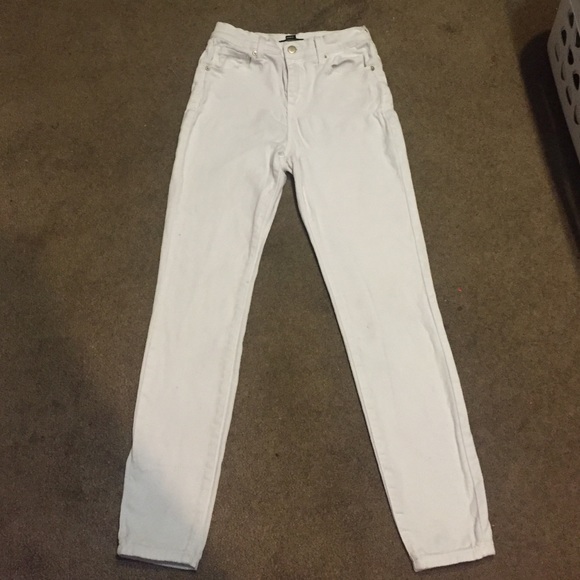 High waisted white denim