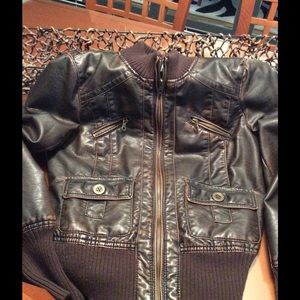 FAUX BROWN BOMBER JACKET
