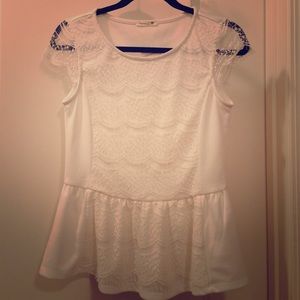 White lace peplum top