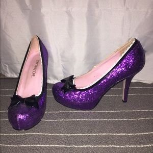 Purple glitter heels