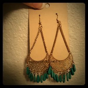 gold and turquoise earrings