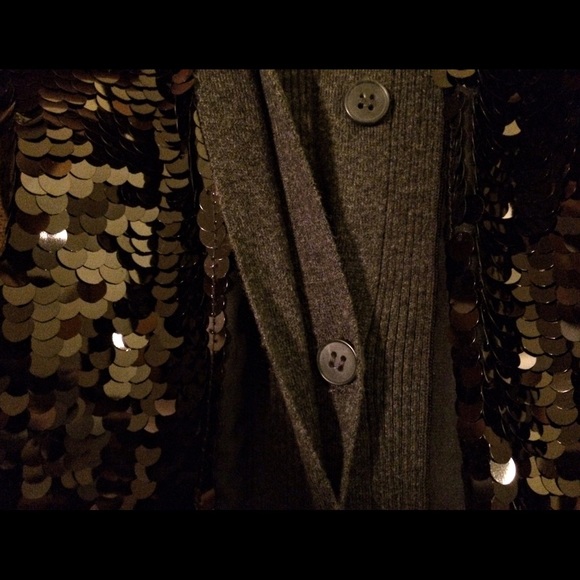 Vera Wang Charcoal Sequin Cardigan - Picture 4 of 4