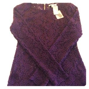 Plum lace long sleeve top