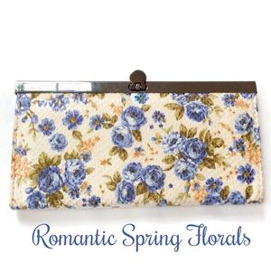 Blue Floral Multi Pocket Wallet and Scarf Bundle