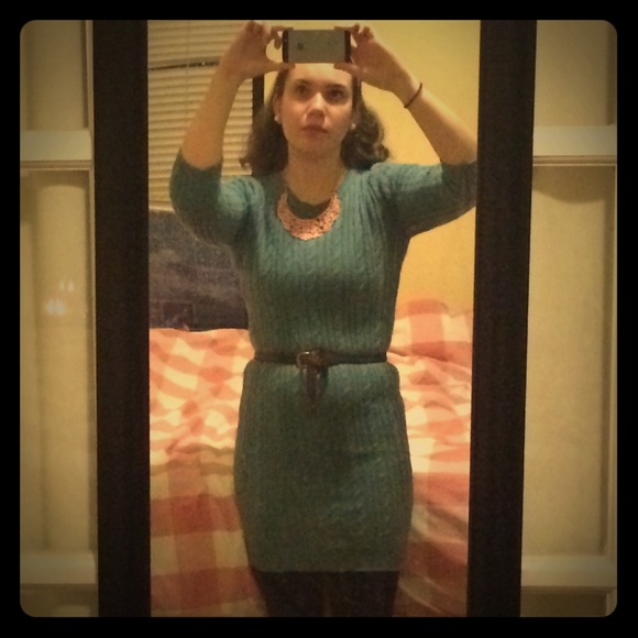 Cute forever 21 small light blue sweater dress!