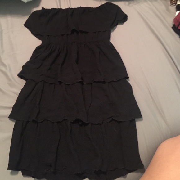 Black Strapless Dress with Layers