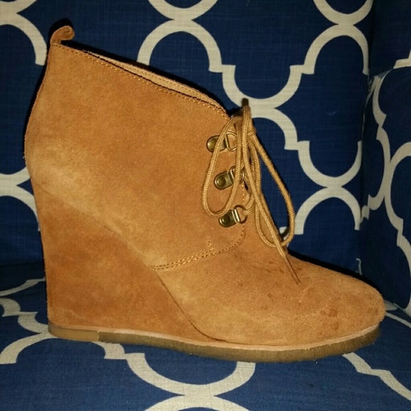 Suede wedge booties