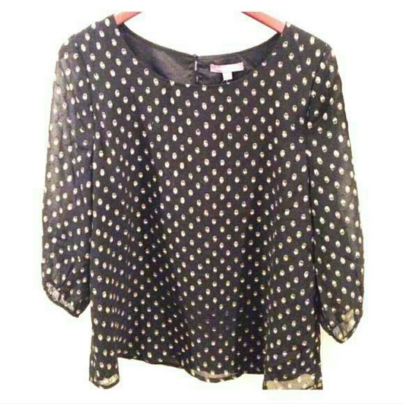 Tinley Road Tops - Blouse with Gold Polka Dots