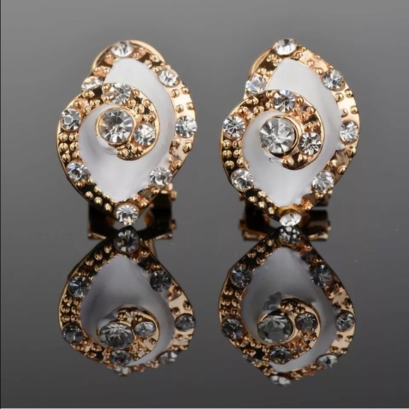 Jewelry - Gold Filled CZ White Rose Earrings