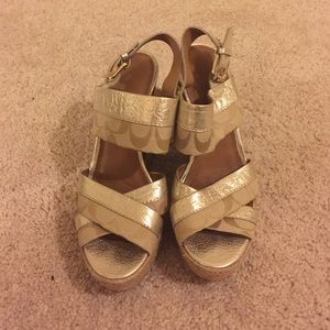 Neutral colored coach wedges
