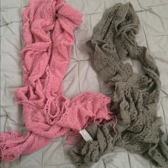Soft pink and grey scarves