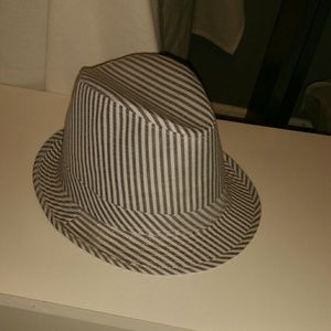 New grey white stripe derby hat