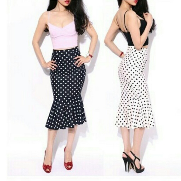 Polka Dot Mermaid Midi Skirt (New w/o tags)