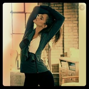 Pure and Good Striped Ruffle Jacket