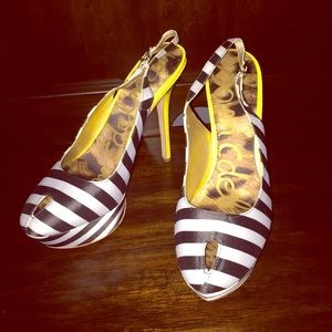 Sam Edelman Black & White Striped Heel