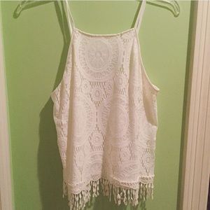 Cream fringed bottom top