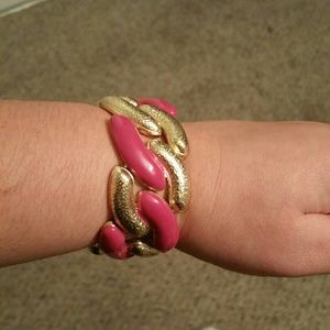 New fuchia and gold elastic bracelet