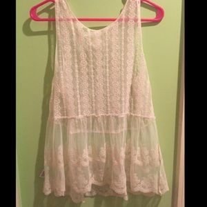 Ivory lace peplum top