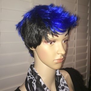 🐝Black & Blue faux hawk wig🐠 more pictures!