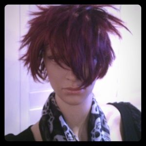 Burgundy Bed-head punk Wig