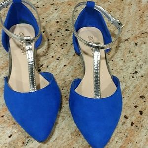 Royal Blue ShoesWith Silver Accent Straps.