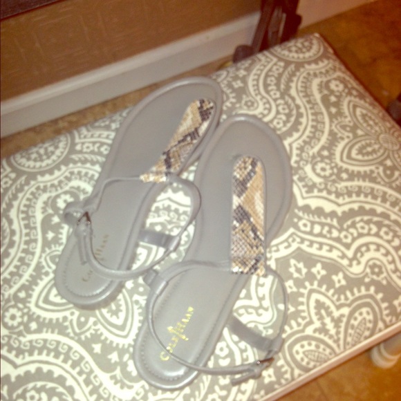 Cole Haan grey sandals w/leopard print