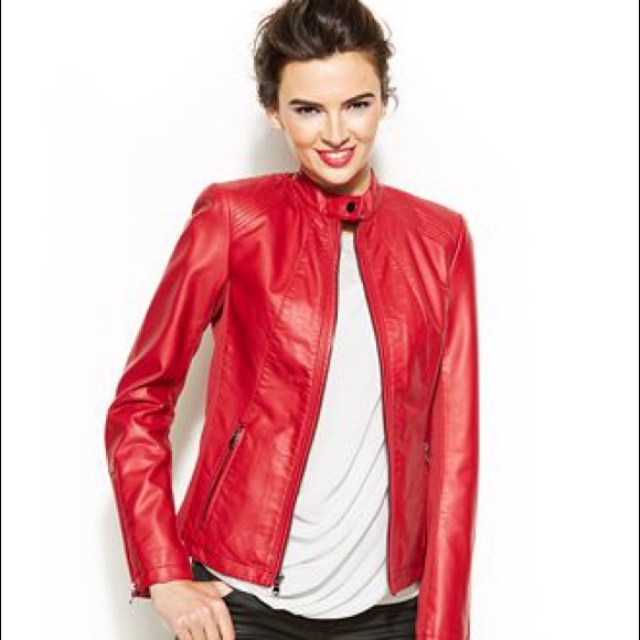 INC Band-Collar Faux-Leather Moto Jacket