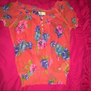 Hollister Orange Floral Top