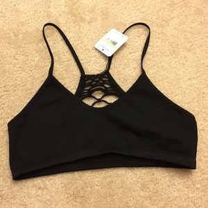 Free People Bralette Bra Black Baby Racerback M L