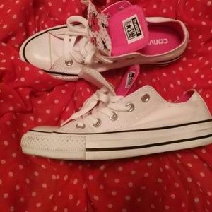 Pink and white Chucks.