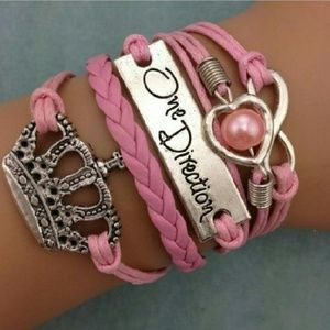 Retro infinity one direction leather charm bracele