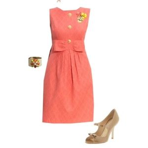 Eliza J Bow Detail Cotton Jacquard Sheath Dress