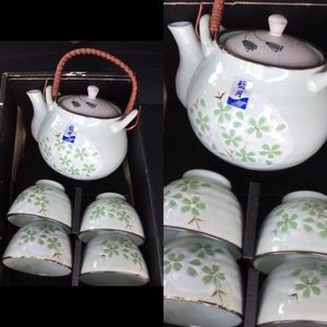 Sale! Green cherry Tea set