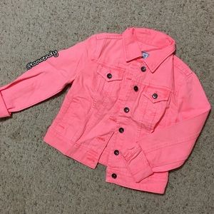 JCP Bright Neon Coral Jean Jacket