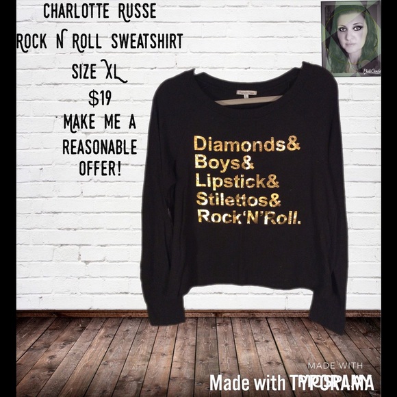 Charlotte Russe RockNRoll  Sweatshirt Size XL
