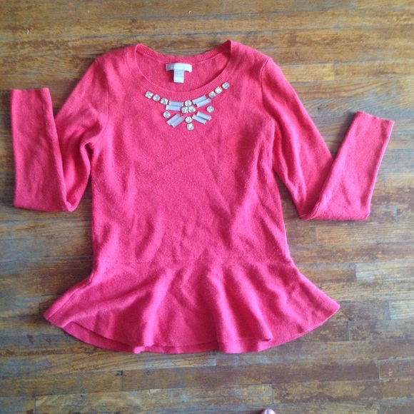 Banana Republic Coral Peplum Sweater
