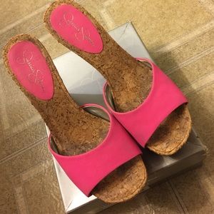 Jessica Simpson Neon Pink Cork Heels