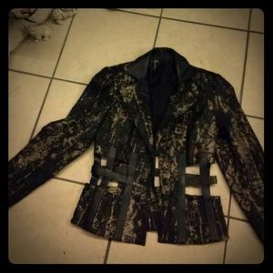 Leather and lace vintage blazer