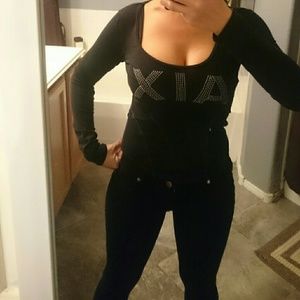 ARMANI EXCHANGE BLACK LONG SLEEVE TOP