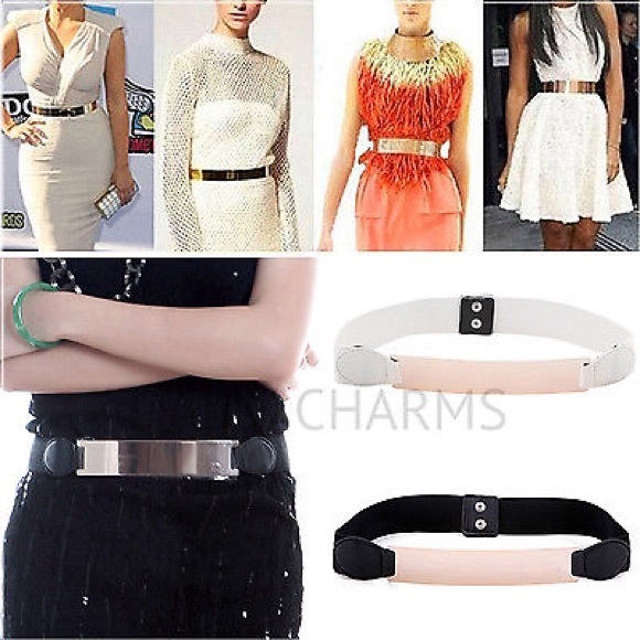 Gold Plated Mirror White Belt