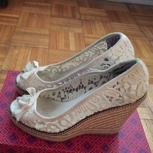Tory Burch Jackie Crochet Wedge size 8