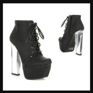 Black Platform Booties Clear Heels